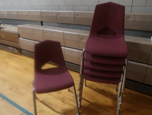 6 MEDIUM SIZE RED CHAIRS