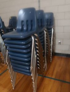 30 STACKABLE BLUE CHAIRS