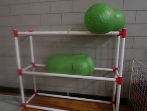 EXCERCISE BALL HOLDER PIPE SHELF  2 BALLS