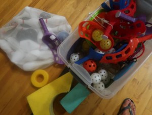 ASSORTMENT OF SCOOP AND TOSS BALLS AND CATCHERS