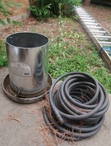 CHICKEN FEED COUP AND GARDEN HOSE