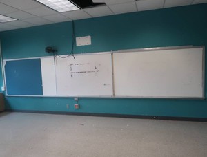 2 WHITE BOARDS AND HARD CORK BOARD