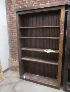 ANTIQUE ENGLISH WALNUT FARM STYLE LIBRARY CABINET