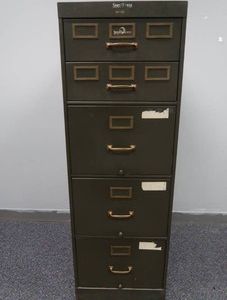 MID CENTURY ARMY GREEN SHAW WALKER METAL FILE CABINET