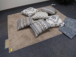 RUG, PILLOWS, AND CUSHIONS