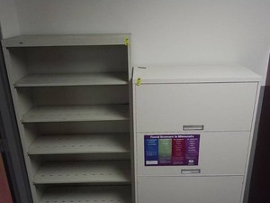 METAL LATERAL FILE CABINET AND METAL SHELF