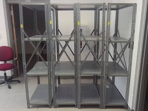 4 MATCHING METAL SHELVING UNITS
