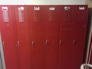 6 VINTAGE RED LOCKERS