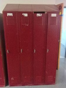 4 VINTAGE RED LOCKERS