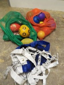 LARGE LOT OF FOOTBALLS, DODGEBALLS, NET AND MORE
