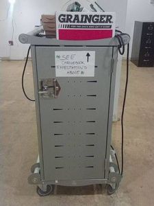 CHROMEBOOK CHARGING CART - 3 BRAND NEW COMPUTER MICE - HEADPHONES - AND MORE