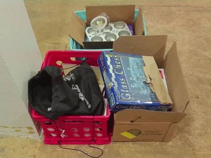 MISC LOT GLASS CHESS SET - BOOKS - WATER BOTTLE & MORE
