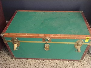 VINTAGE CHEST AND TRAIN TOYS