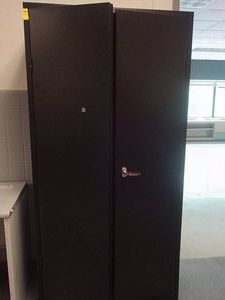 LARGE BLACK METAL CABINET