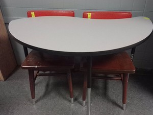 ODD SHAPED SMALL TABLE WITH 2 CHAIRS