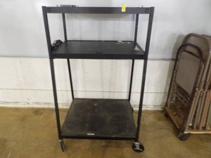 OVERSIZED BLACK METAL ROLLY CART