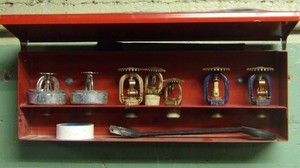 FIRE PROTECTION SPRINKLER HEADS IN RED METAL BOX