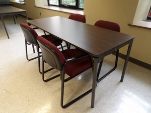 6 TABLE PLUS 4 PLUSH BURGUNDY CHAIRS