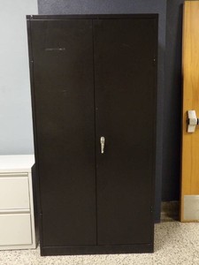 LARGE BLACK METAL CABINET