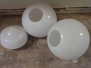 3 MILK GLASS LAMP SHADES