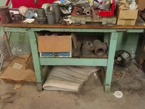 GREEN ANTIQUE WOODEN TABLE