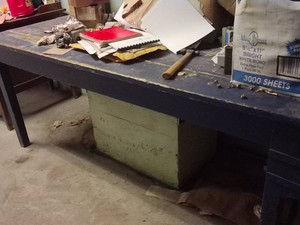 ANTIQUE BLUE SOLID WOOD TABLE