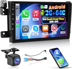 $116 2G64G Android Car Stereo for Suzuki Grand Vitara 2005-2015, 9 Inch IPS Touchscreen Car Radio with Wireless Carplay, Android Auto, Equalizer, WiFi, GPS Navigation, FM RDS  AHD Rear View Cam