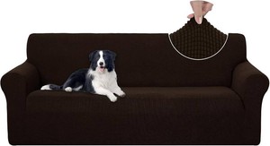 $15 U-NICE HOME Stretch Couch Cover Slipcover for 3 Cushion Sofa, Chocolate  1-Piece Sofa cover, Washable, Pet friendly, Furniture protector, Polyester Spandex Jacquard fabric