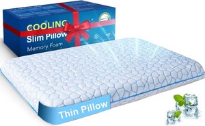 $32 Ultra Thin Flat Pillows for Sleeping,Cooling Slim Memory Foam Pillow 2.25 in Height Ultra Thin Pillow,Low Profile Sleeper Pillows for Stomach Sleeper for Neck and Back Support Stomach sleeping pillow