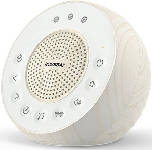 $37 Housbay White Noise Sound Machine for Sleeping, 35 Soothing Sounds, Small Sleep Machine for Adults, Wood Grain Design for Bedroom & Noise Canceling