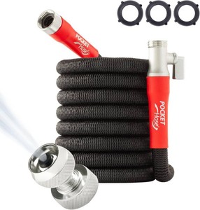 $50 Pocket Hose 50 FT Silver Bullet 2.0 Expandable Garden Hose wTurbo Shot Nozzle, AS SEEN ON TV, Lead-Free, Solid Aluminum Connectors, Easy OnOff Valve, Kink-Free, Leak-Proof