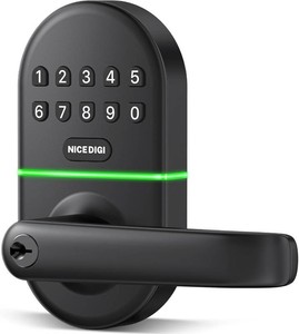 $47 Keypad Door Lock with Handle, Smart Keyless Entry with Code for Front Door  No App or Wi-Fi, Easy DIY Install, with 20 Passcodes and 2 Keys, Auto-Lock, One-Touch Lock, Passage Mode, Backlit Keypad
