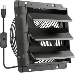 $66 HG Power 10 Inch Shutter Exhaust Fan, 647CFM Quiet Garage Exhaust Fan with 8 Foot Long ONOFF Switch Cable for Chicken Coop, Shed, Basement, Gable, Kitchen, Attic Ventilation Use, Black