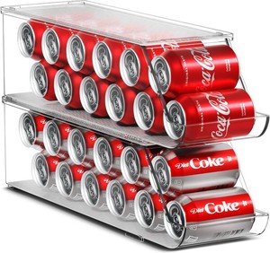 $30 Sorbus Soda Can Organizer for Refrigerator Stackable Can Holder Dispenser with Lid for Fridge, Pantry, Freezer   Holds 12 Cans Each, BPA-Free, Clear Design, (2-Pack)