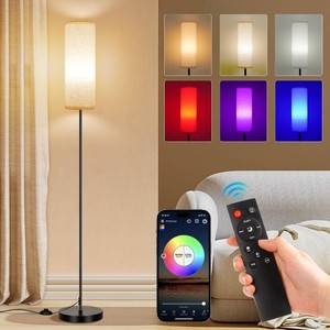 $40 FRIDEKO HOME Floor Lamp, 9W 800LM Color Changing Smart Lamp with Music Sync, App & Remote Control, Adjustable Brightness & Color Temperature Standing Light for Living Room Bedroom Gaming, Beige Shade