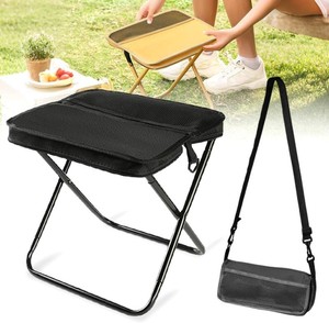 $25 hoehew Portable Stool for Mountaineering and Hiking, 2025 New Lightweight Foldable Stool with Carrying Bag, Outdoor Footstool for Picnic Hiking Fishing (Black, Large)