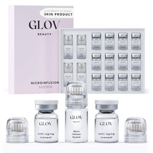 $149 Glov Beauty Micro Infusion System for Face & Lips   0.25mm 24k Gold Cosmetic Facial Stamp with Hyaluronic Acid, Collagen Peptides & Licorice Root Serum Ampoules (4x Infusion Application, 12x Serums)
