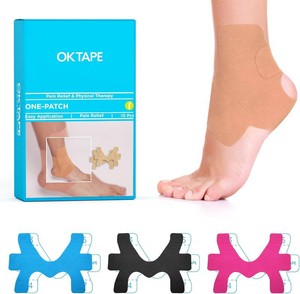 $19 OK TAPE Precut Kinesiology Ankle Tape, 10 Pcs, Pain Relief, Prevent Ankle Sprain, Provide Support for Ankle Ligament, Elastic Athletic Tape, Breathable Cotton, Daily Use - Beige
