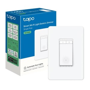 $20 TP-Link Tapo Smart Dimmer Switch, Single Pole, Neutral Wire Required, 2.4GHz Wi-Fi Light Switch Compatible with Alexa and Google Home, UL Certified, No Hub Required, White (Tapo S500D)