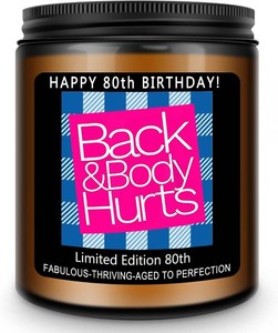 $15 Homsolver 80th Birthday Decorations Gifts for Women Men, Happy 80th Birthday Candle Gift for Her Him, Funny 80 Years Old Ideas- Lavender Scented Candles