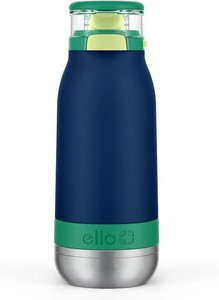 $18 Ello Emma 14oz Vacuum Insulated Stainless Steel Kids Water Bottle with Straw and Built-in Carrying Handle and Leak-Proof Locking Lid for School Backpack, Lunchbox and Outdoor Sports, Tidal Wave