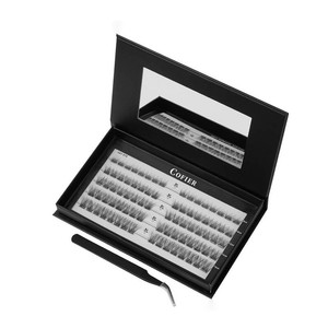 $21 Glue-Free Wispy Lash Clusters Kit, 80 Pcs Individual Eyelash Clusters (10-18mm C Curl)- DIY Lash Extension Kit with Eyelashes Tweezers, Natural Fluffy Fake Lashes for Home Use, Beginners Friendly