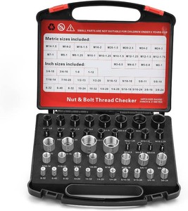$21 Thread Checker, Nut and Bolt Thread Checker, Bolt Size and Thread Gauge, 44 Individual Bolt and Nut Identifier Gauge (23 Standard & 21 Metric) Especially for Size Check in Tight Spaces