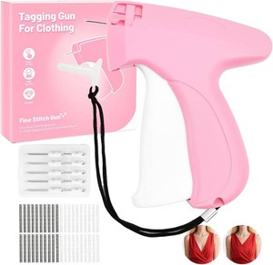 $15 Tagging Gun Fou Clothing - Pink and White Stapler for Clothing Mini Sewing Kit Quick Clothing Fixer Sewing Tool Kits, 2000 Black & 2000 White 5mm Mini Fasteners with 6 Needles