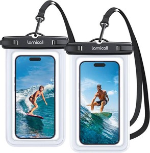 Lamicall Waterproof Phone Pouch Case - 2 Pack IPX8 Beach & Cruise Essentials, Touch Screen, Easy Lock, Cell Phone Dry Bag for iPhone 17 16 15 14 13 12 11 Pro Max Plus, Galaxy S25, fit 7 with Case