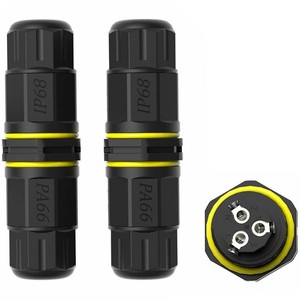 3 Pole Wire Connector Waterproof IP68 External Electrical Junction Box,M20 2way 3pin for Cable  0.18-0.4in for Outdoor Underground Cable, LED Street Landscape Lights,CE Certified 2Pack