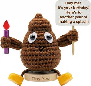 $17 Birthday Gift for Women Men - Positive Poo Funny Crochet with 30 Hilarious Bday Cards  Cool Humor Gag Gift for Friends Coworker Sister Brother  Happy Birthday Party Decor Silly Present for Him Her