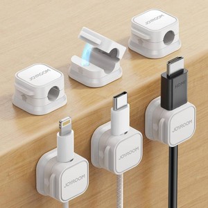 $14 6 Pack Magnetic Cable Clips Cable Smooth Adjustable Cord Holder, Under Desk Cable Management, JOYROOM Adhesive Wire Holder Keeper Organizer for Home Office Desk Phone Car Wall Desktop Nightstand