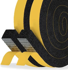 $13 High Density Foam Tape Air Conditioner Window Seal, 1x1 Inch Thick Foam Stripe with Adhesive for Window AC Insulation, Weather Stripping for Doors and Windows Insulation, AC Foam Tape, Black