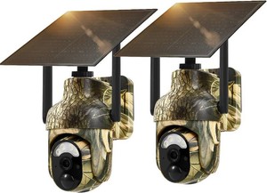 $99 4G LTE Cellular Trail Cameras 2K 360  View Live Streaming Game Camera Built-in SIM Card with Motion Activated Color Night Vision Remote Phone Access Solar Powered Trail Camera IP65 Waterproof 2 Pack
